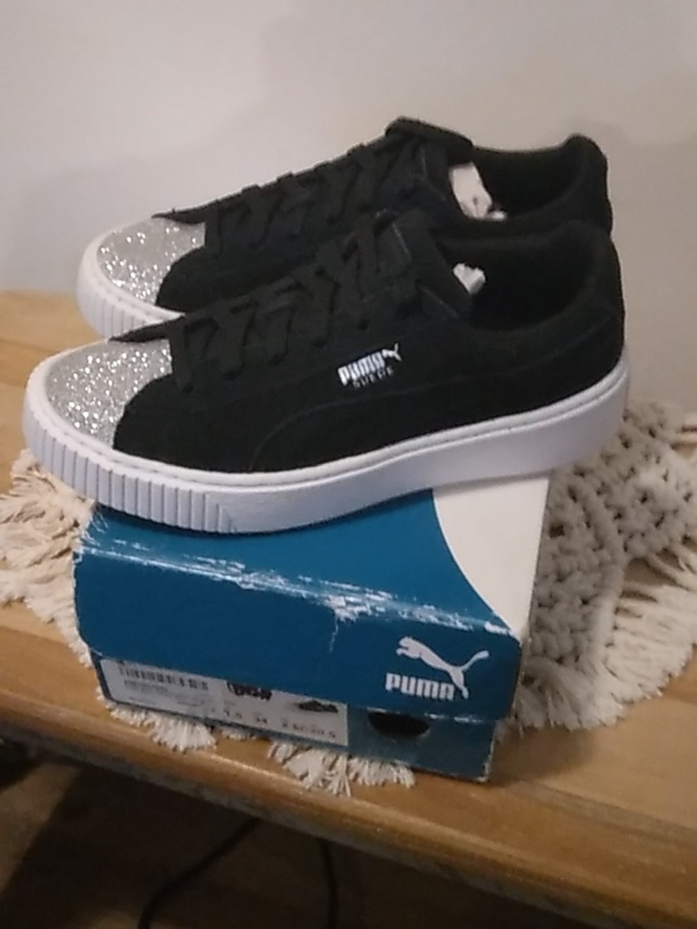 Kids Puma Suede Platform Glam Sneakers 2.5C